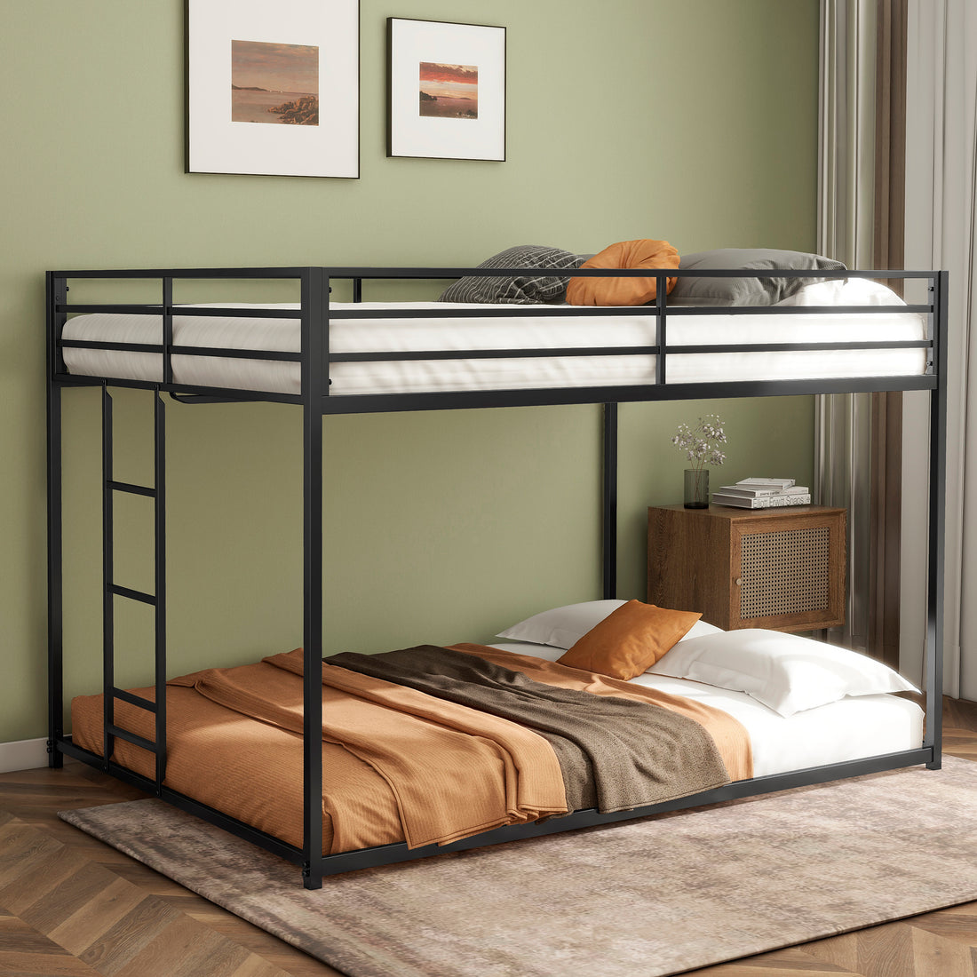 Adam Full Over Full Bunk Black Box Spring Not Required Twin Black Metal Bedroom Bunk Metal