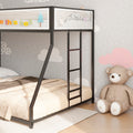 Adam Twin Full Bunk Black With White Mesh Guard Rail Box Spring Not Required Twin Black Metal Bedroom Bunk Metal