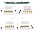 Liv Patented 2 Drawers Storage Bed Queen Size Ivory Boucle Upholstered Platform Bed, Curved Stitched Tufted Headboard, Wooden Slat Mattress Support, No Box Spring Needed Box Spring Not Required Queen Ivory Metal Bedroom