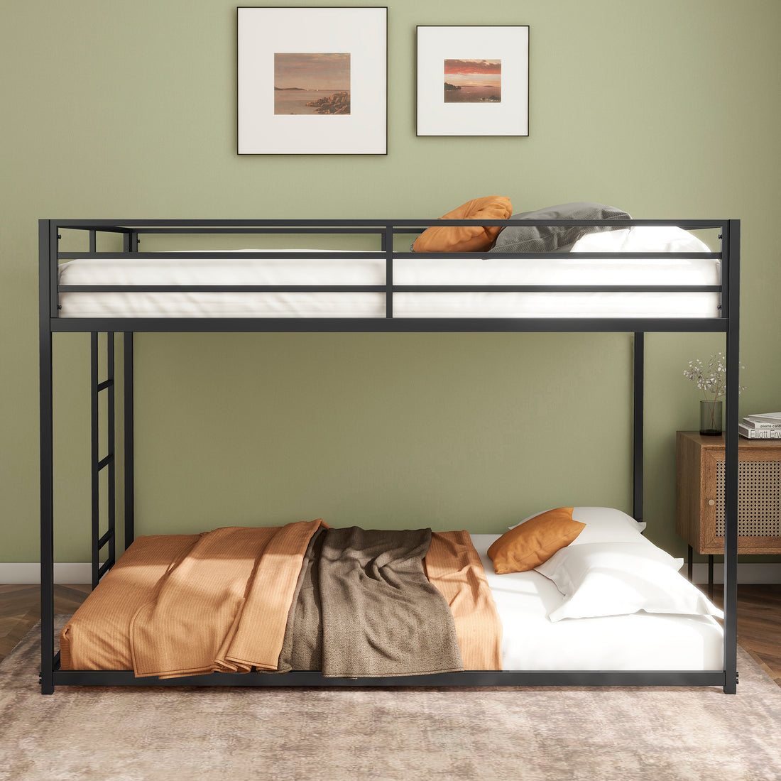 Adam Full Over Full Bunk Black Box Spring Not Required Twin Black Metal Bedroom Bunk Metal