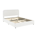 Liv Patented 2 Drawers Storage Bed Queen Size Ivory Boucle Upholstered Platform Bed, Curved Stitched Tufted Headboard, Wooden Slat Mattress Support, No Box Spring Needed Box Spring Not Required Queen Ivory Metal Bedroom