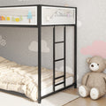 Adam Twin Twin Bunk Black With White Mesh Guard Rail Box Spring Not Required Twin Black Metal Bedroom Bunk Metal