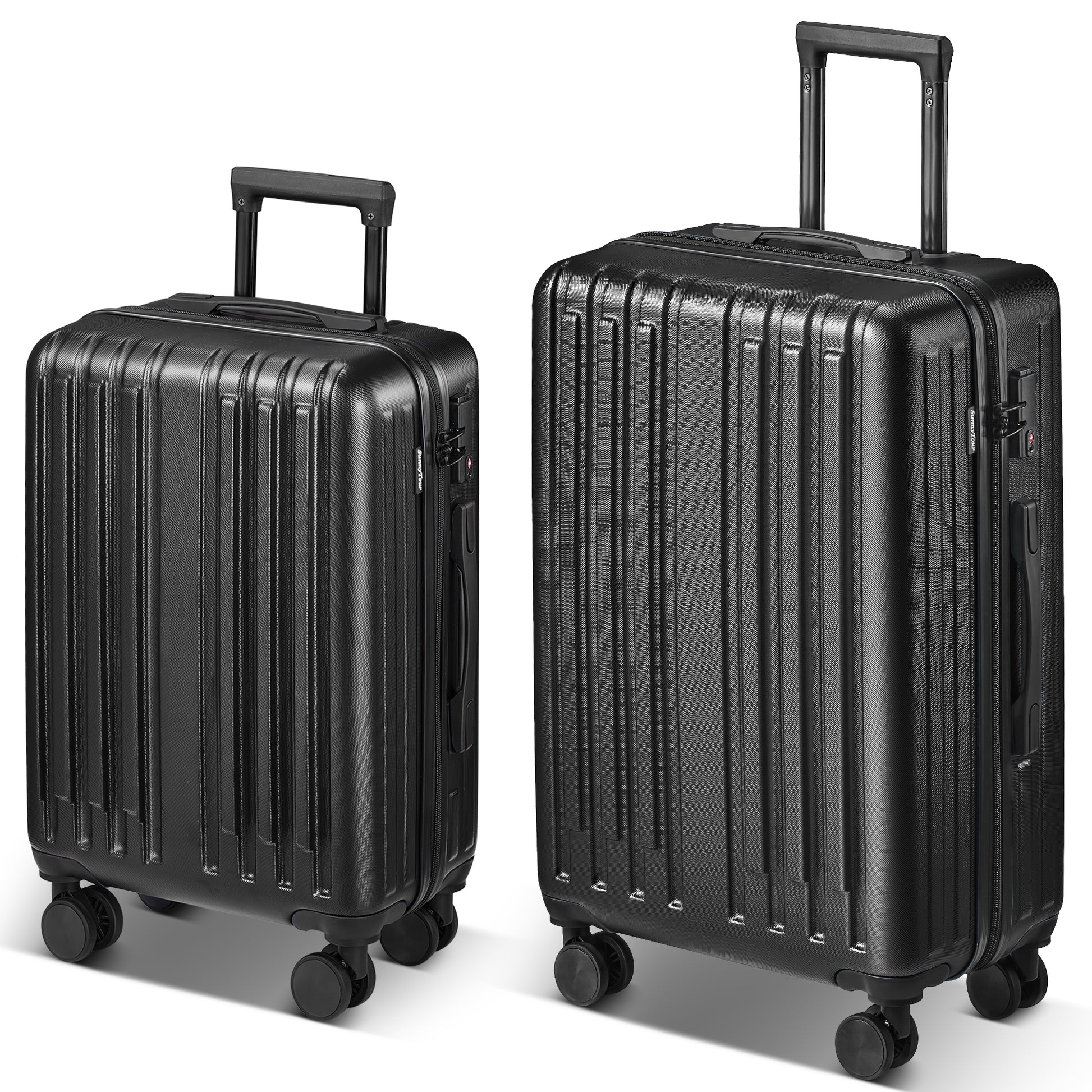 2 Piece Luggage Set With 360 Spinner Wheels Suitcases With Hard Sided Lightweight Abs Material Black Abs