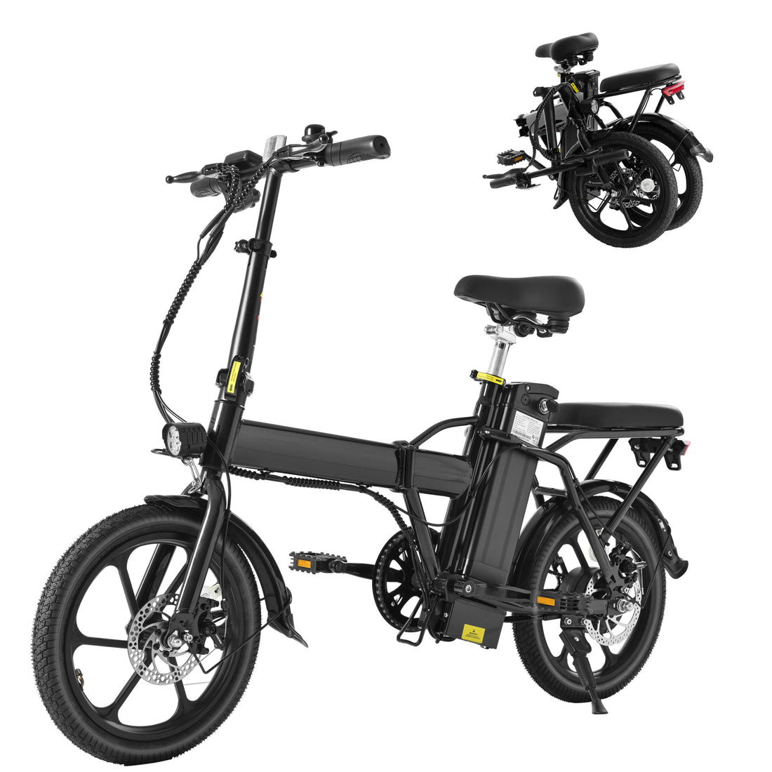 Adult Electric Bicycles 500 W Motor 15.5 Mph Max Speed, 16Inch Tire, 42 V 10.4 Ah Removable Battery For Electric Bike, Multi Shock Absorption, City Commuter, Fold Able Adult Electric Bicycle Cycling Black Foldable Garden & Outdoor American Design,Modern