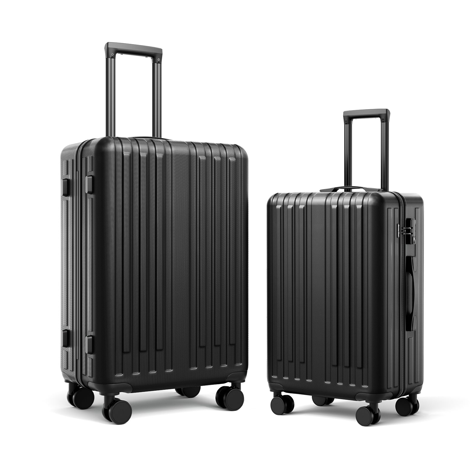 2 Piece Luggage Set With 360 Spinner Wheels Suitcases With Hard Sided Lightweight Abs Material Black Abs