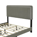 Queen Size Upholstered Bed With Adjustable Height Mattress 10 To 14 Inches Led Design With Footboard Drawers Storage No Box Spring Required Stone Gray Box Spring Not Required Queen Stone Gray Wood Espresso Bedroom American