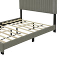 Queen Size Upholstered Bed With Adjustable Height Mattress 10 To 14 Inches Led Design With Footboard Drawers Storage No Box Spring Required Stone Gray Box Spring Not Required Queen Stone Gray Wood Espresso Bedroom American