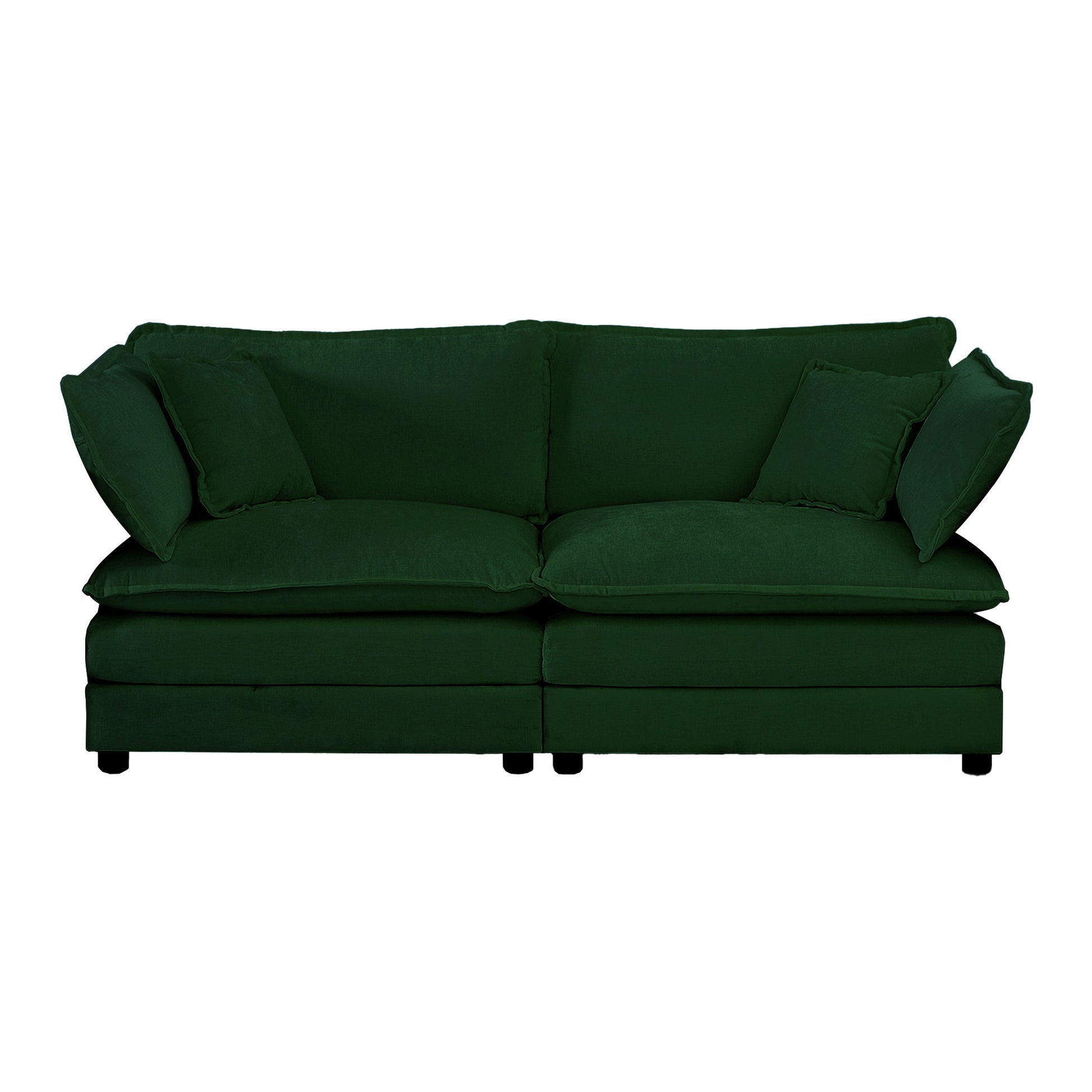 Chenille Two Seater Sofa With 1 Footrest, 2 Seater L Shaped Sectional With Ottoman,Loveseat With Ottoman For Small Living Space, Green Chenille Green Chenille 2 Seat