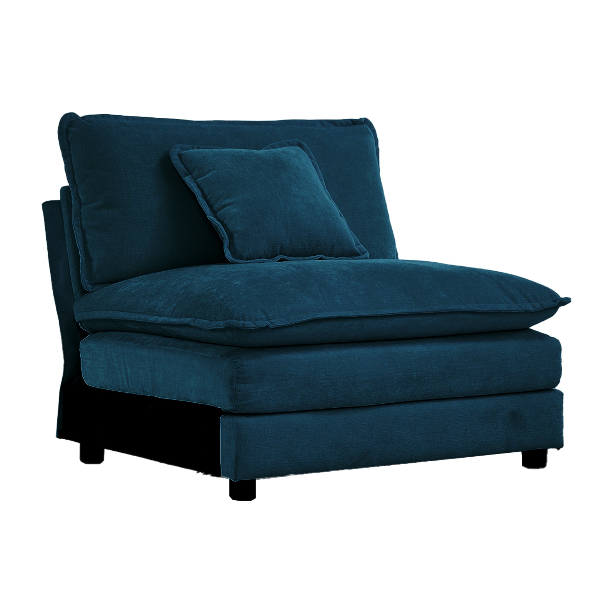 Armless Deep Seat 1 Seater Chenille Fabric Sofafree Combination To Make Multiple Seats Of Sofas, Blue Chenille Blue Chenille 1 Seat