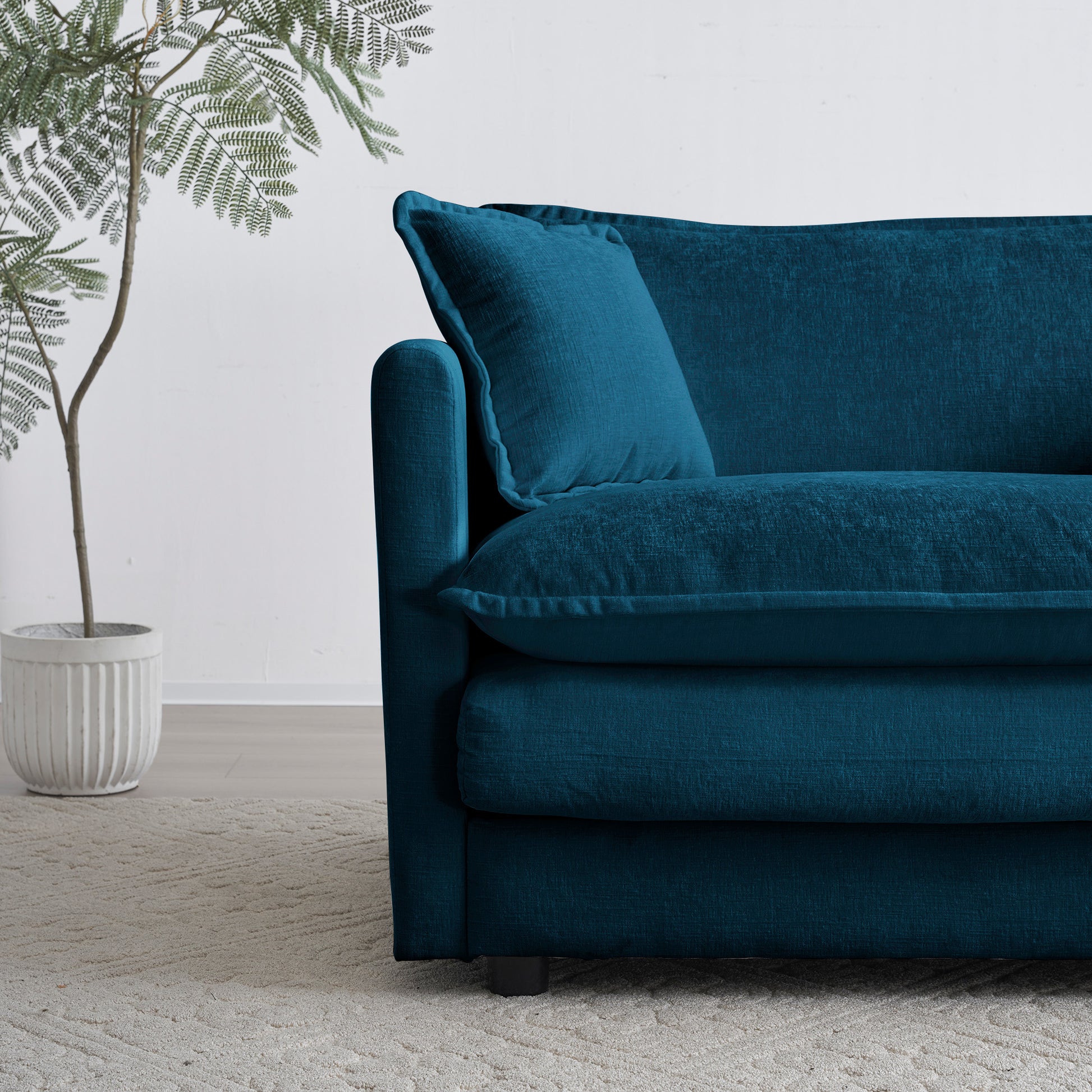 Free Combination Comfy Upholstery Modular Oversized L Shaped Sectional Sofa With Reversible Ottoman, Blue Chenille Blue Chenille 3 Seat