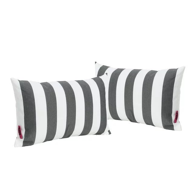 Coronado Stripe Rectangular Pillow Black Fabric