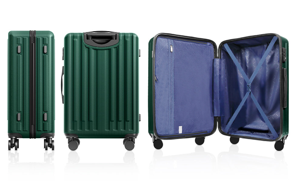 20 Inch Carry On Luggage With 360 Spinner Wheels Suitcases With Hard Sided Lightweight Abs Material Green Abs