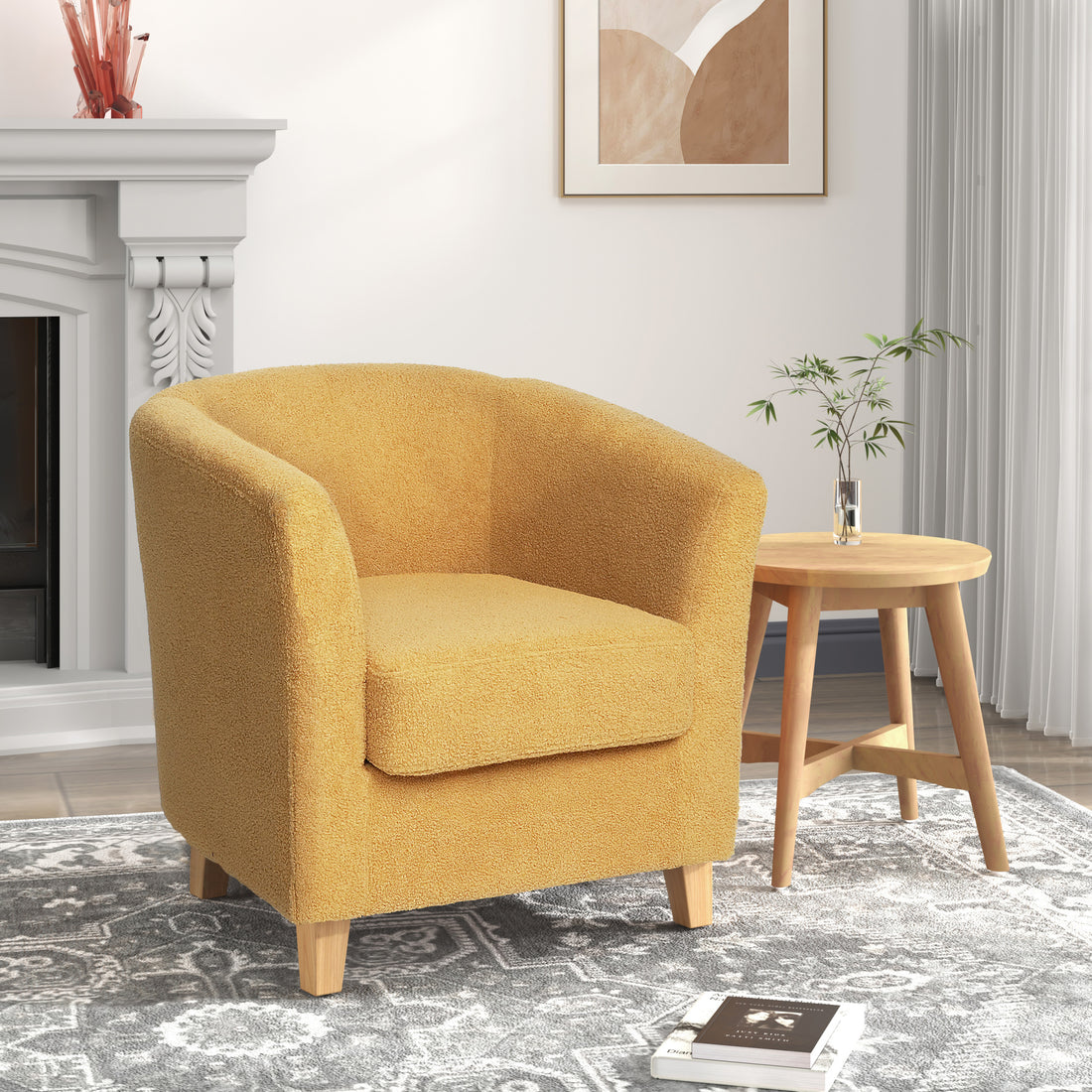 Cortina Fabric Club Chair Mustard Yellow Primary Living Space Casual,Contemporary,Cute Birch Fabric