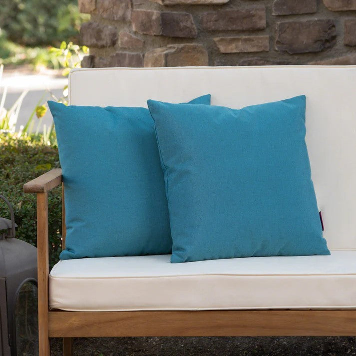 Lomita Square Pillow Set Of 2 Teal Fabric