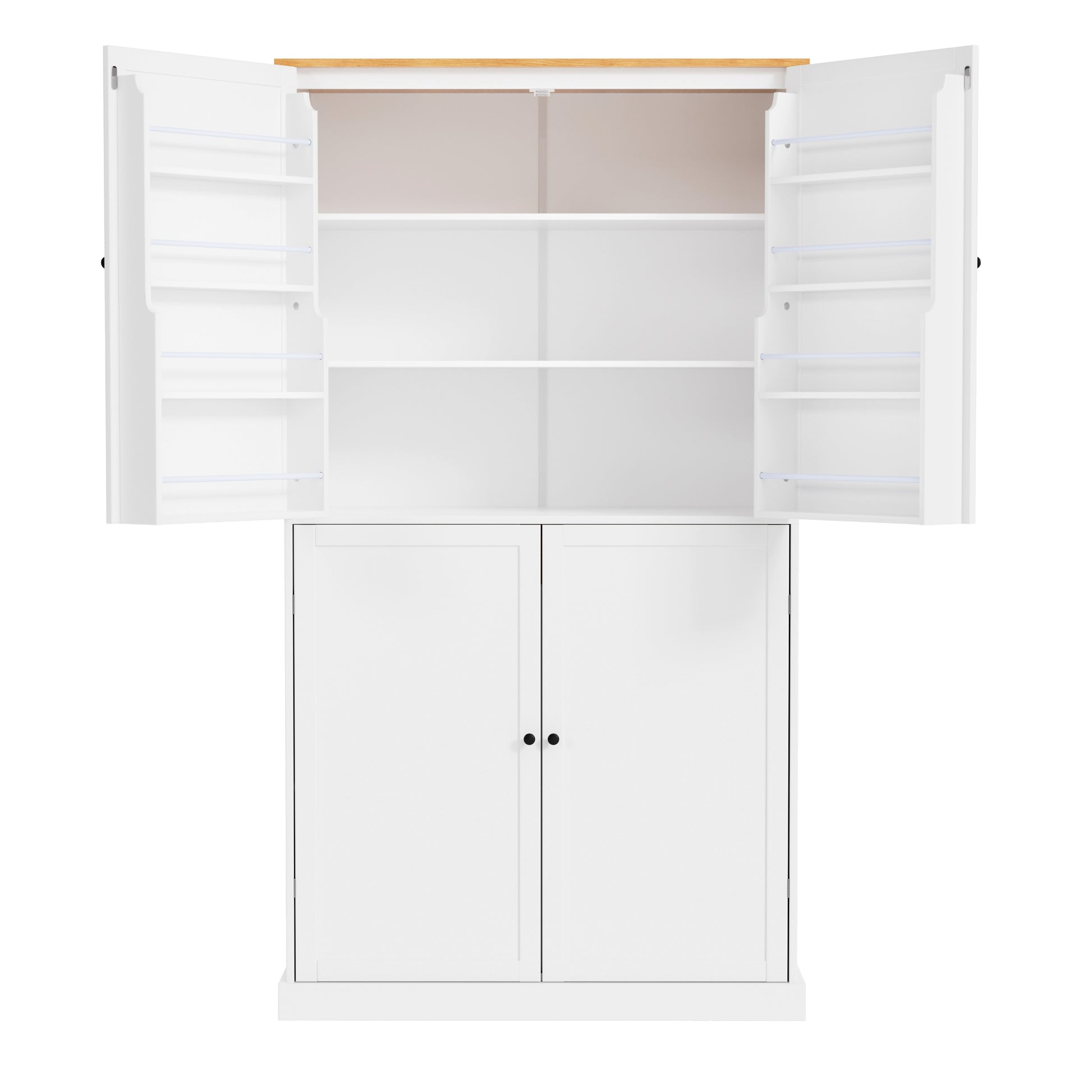 Assembly 40.2X20X71.3Inch High Freestanding Kitchen Pantry Large Cupboard Storage Cabinet With 2 Drawers, 2 Adjustable Shelves, 8 Door Shelves For Kitchen, Dining Room,White White Kitchen Farmhouse