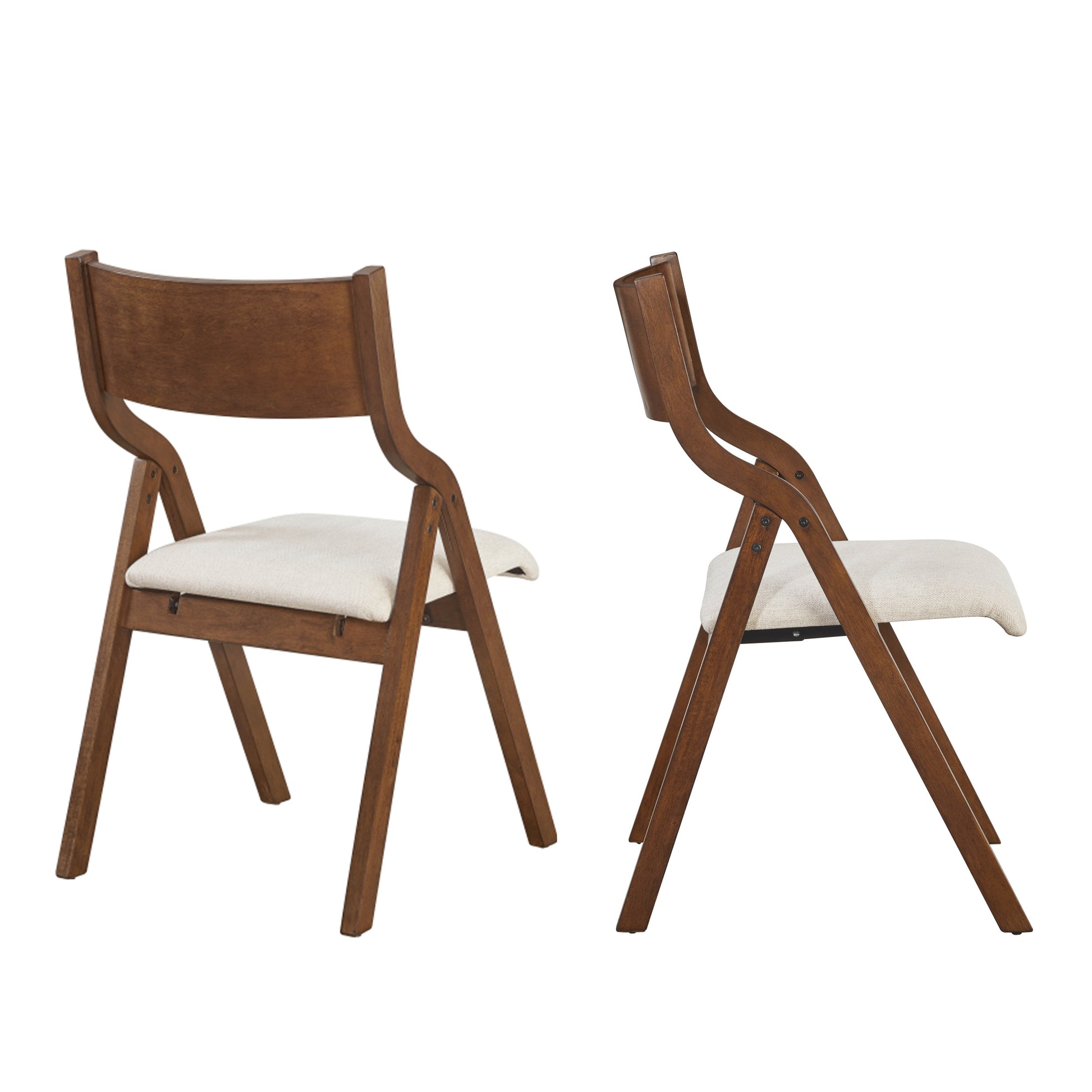 Upholstered Folding Dining Chair, Space Saving, Easy To Carry, Dining Room, 2 Pack Walnut Walnut Wood Fabric