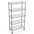 5 Tier Shelf Wire Shelving Unit, Nsf Heavy Duty Wire Shelf Metal Large Storage Shelves Height Adjustable Utility For Garage Kitchen Office Commercial Shelving Steel Layer Shelf Black Black Iron Plastic