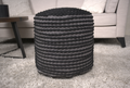 River Water Resistant Handcrafted Cylindrical Pouf, Black Black Waterproof Fabric