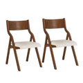 Upholstered Folding Dining Chair, Space Saving, Easy To Carry, Dining Room, 2 Pack Walnut Walnut Wood Fabric