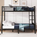 Full Xl Over Queen Metal Bunk Bed With Ladder And Slats Support For Adults Teens, Black Queen Black Metal Bunk Steel