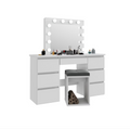 Large White Vanity Tables With Mirror And Light Matte White White Drawer 5 Drawers & Above Bedroom Extra Deep Drawers Modern 2 Or Less Poplar Mirror Included White Particle Board Mdf