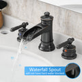 Bathroom Faucets For Sink 3 Hole Orb 8 Inch Widespread Bathroom Sink Faucet With Pop Up Drain Double Lever Handle Faucet Bathroom Vanity Faucet Basin Mixer Tap Faucet With Hose Bathroom Joystick Geometric Two Oil Rubbed Bronze Side Sprayer Deck Mounted