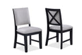 2Pc Beautiful Side Chair Gray Fabric Upholstery Black Finish Frame Wooden Furniture Dark Brown Dining Room Rectangular Contemporary Dining Chairs Solid Back Set Of 2 Wood