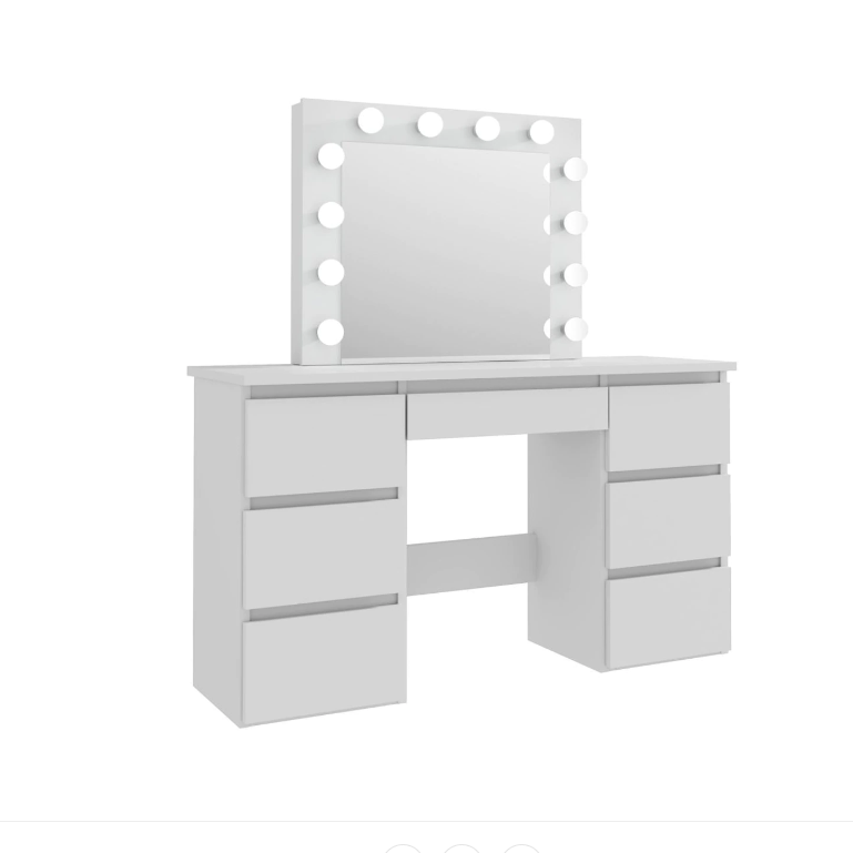 Large White Vanity Tables With Mirror And Light Matte White White Drawer 5 Drawers & Above Bedroom Extra Deep Drawers Modern 2 Or Less Poplar Mirror Included White Particle Board Mdf