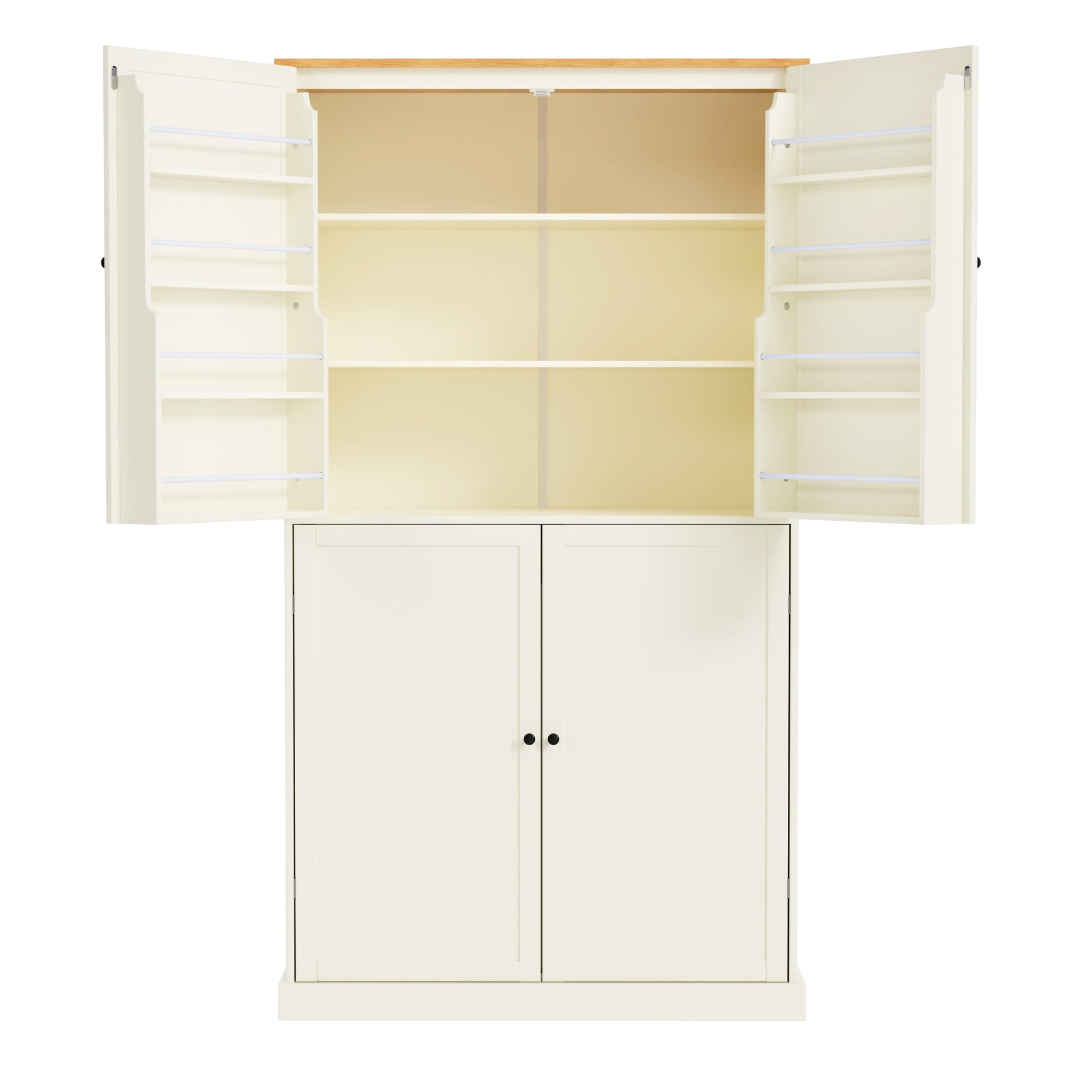 Assembly 40.2X20X71.3Inch High Freestanding Kitchen Pantry Large Cupboard Storage Cabinet With 2 Drawers, 2 Adjustable Shelves, 8 Door Shelves For Kitchen, Dining Room,Cream Cream Kitchen Farmhouse Adjustabel Shelves Mdf