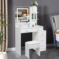 White Color Adjustable Dressing Table With 4 Drawers Matte White White Drawer 5 Drawers & Above Bedroom Extra Deep Drawers Modern 2 Or Less Poplar Mirror Included White Particle Board Mdf