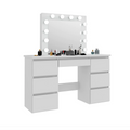 Large White Vanity Tables With Mirror And Light Matte White White Drawer 5 Drawers & Above Bedroom Extra Deep Drawers Modern 2 Or Less Poplar Mirror Included White Particle Board Mdf