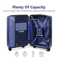 24 Inch Checked Luggage With 360 Spinner Wheels Suitcases With Hard Sided Lightweight Abs Material Blue Abs