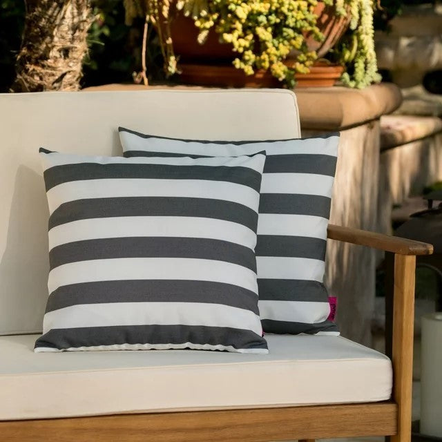 Coronado Stripe Square Pillow Set Of 2 Black Fabric