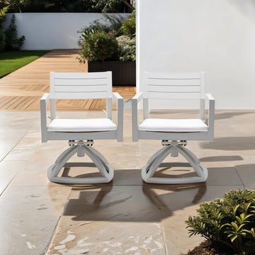 Outdoor Patio Aluminum Swivel Rocker 2Pcs With Outdoor Grade Sunbrella Fabric Cushions, Grayish Yes Dining Set Grayish Rust Resistant Frame Fade Resistant Cushion Modern Multiple Chairs Seating Group Foam Aluminum
