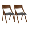 Upholstered Folding Dining Chair, Space Saving, Easy To Carry, Dining Room,No Assembly Required, 2 Pack Grey Walnut Gray Wood Fabric