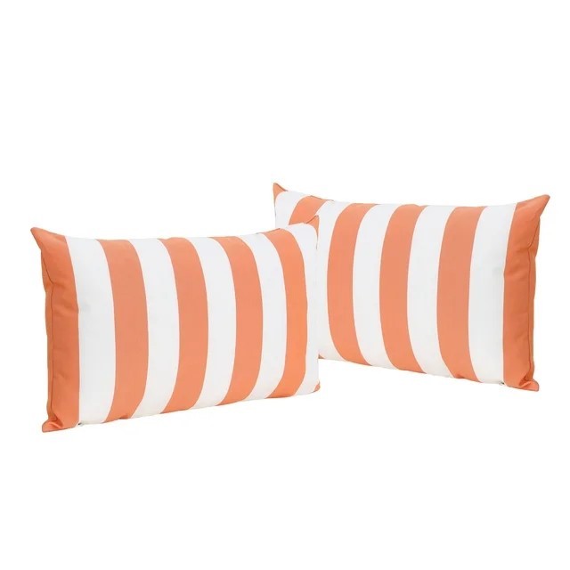 Coronado Stripe Rectangular Pillow Orange Fabric