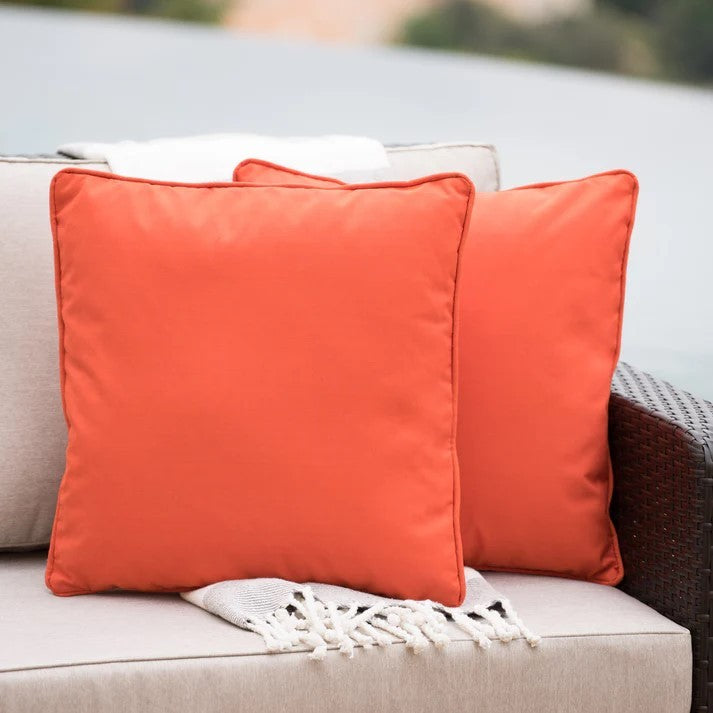 Coronado Square Pillow Set Of 2 Orange Fabric