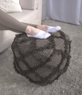 Jumanji Handcrafted Wool And Cotton Pouf, Brown Color Brown Wool