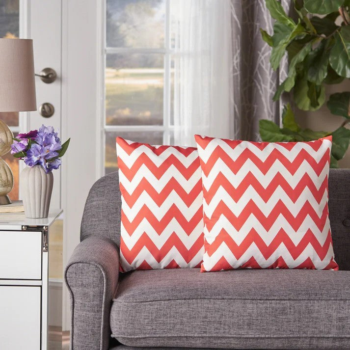 Marisol Chevron Square Pillow Orange Fabric