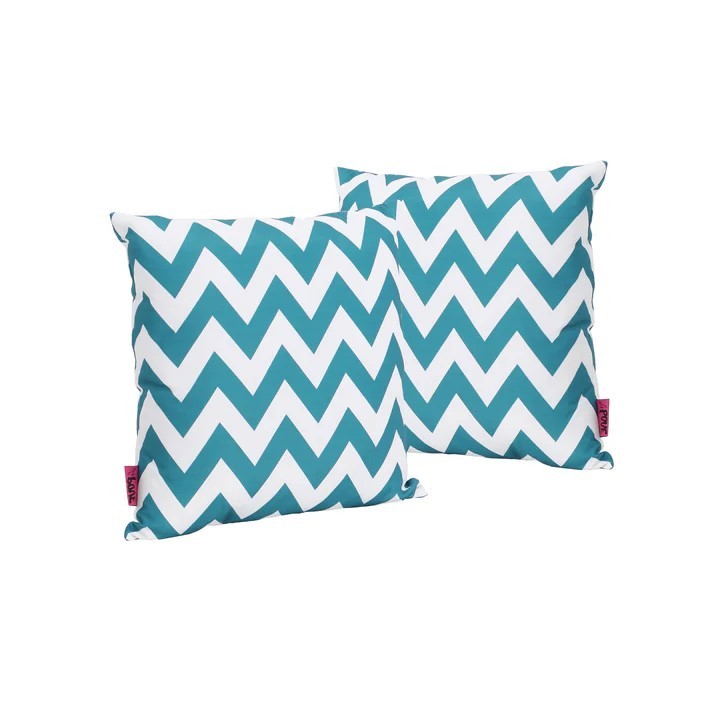 Marisol Chevron Square Pillow Teal Fabric