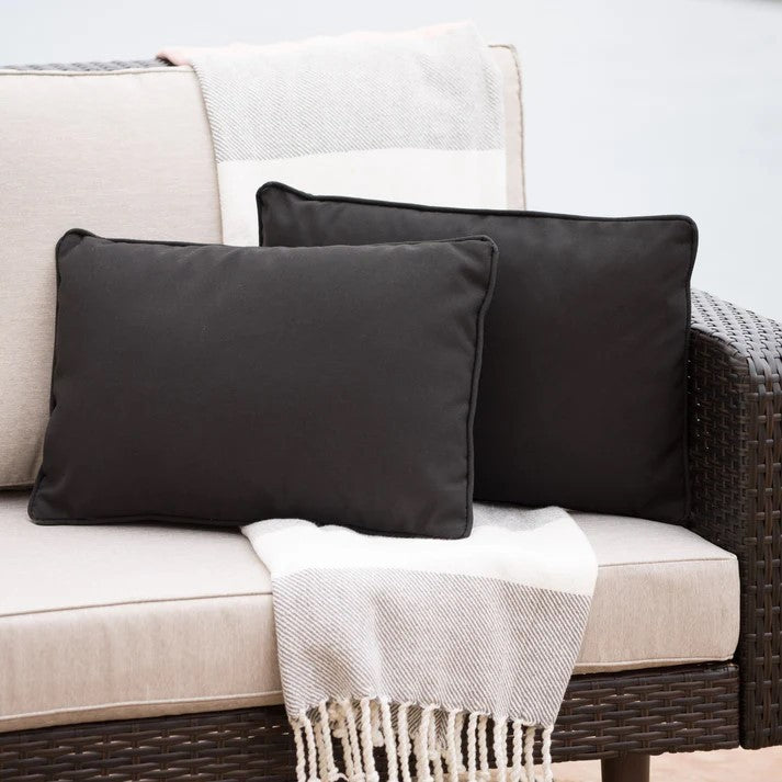 Coronado Rectangular Pillow Black Fabric