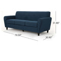 Mirod Comfy 3 Seat Sofa With Wooden Legs, Modern Style For Living Room And Study Navy Blue Fabric 3 Seat