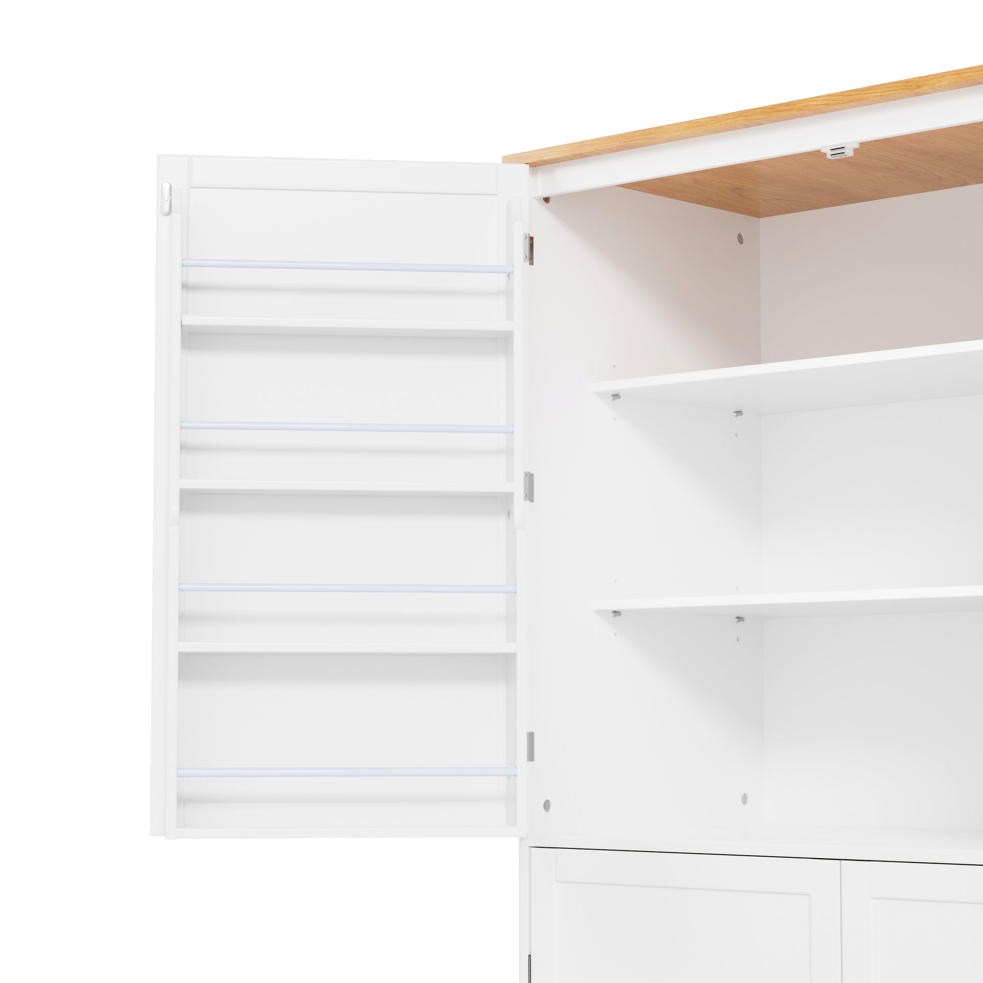 Assembly 40.2X20X71.3Inch High Freestanding Kitchen Pantry Large Cupboard Storage Cabinet With 2 Drawers, 2 Adjustable Shelves, 8 Door Shelves For Kitchen, Dining Room,White White Kitchen Farmhouse