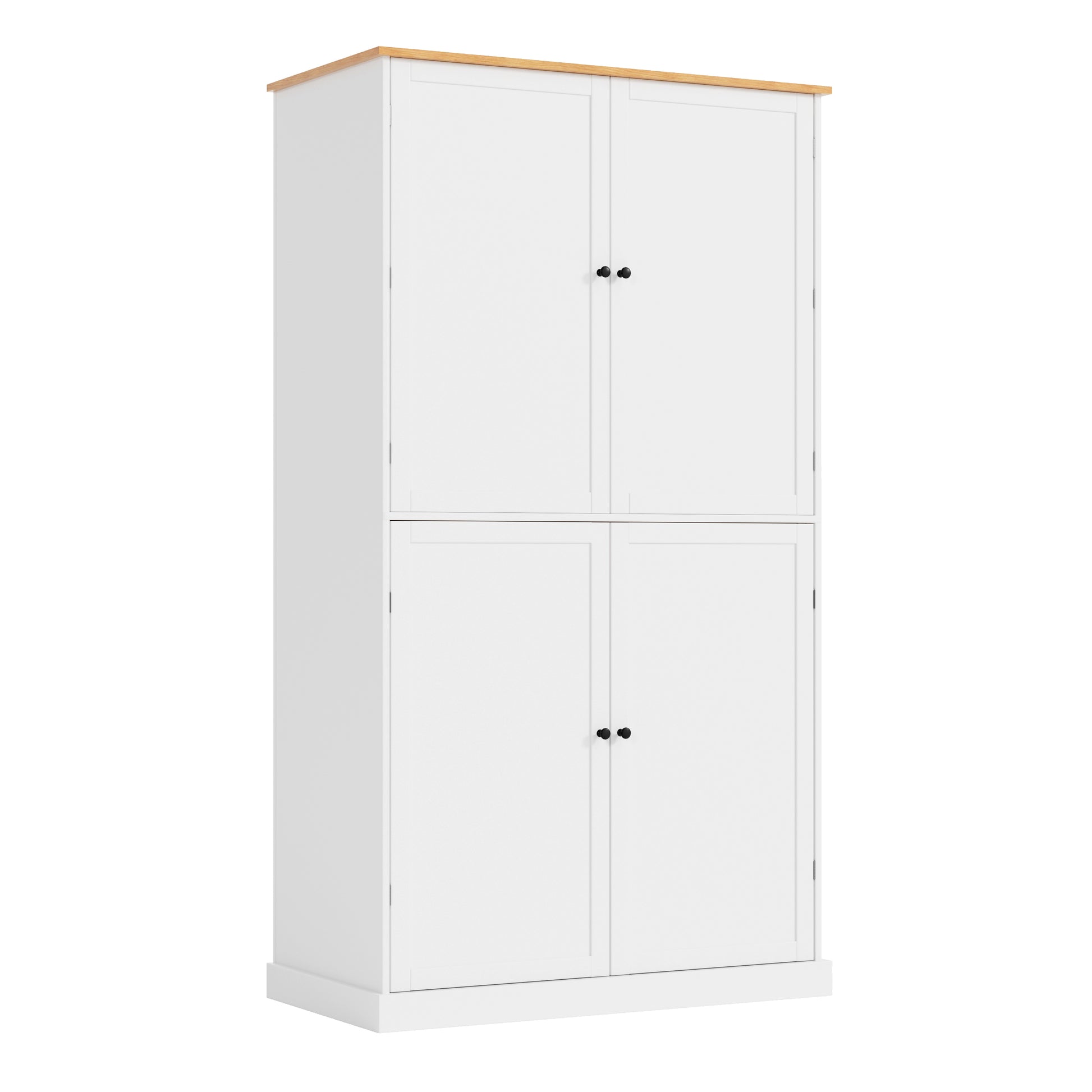 Assembly 40.2X20X71.3Inch High Freestanding Kitchen Pantry Large Cupboard Storage Cabinet With 2 Drawers, 2 Adjustable Shelves, 8 Door Shelves For Kitchen, Dining Room,White White Kitchen Farmhouse