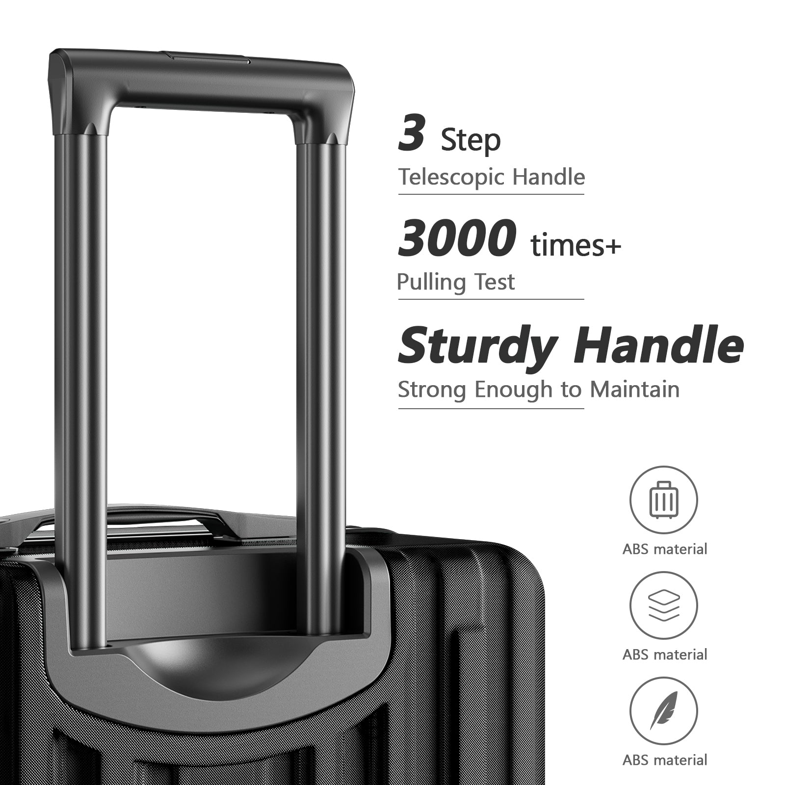 20 Inch Carry On Luggage With 360 Spinner Wheels Suitcases With Hard Sided Lightweight Abs Material Black Abs