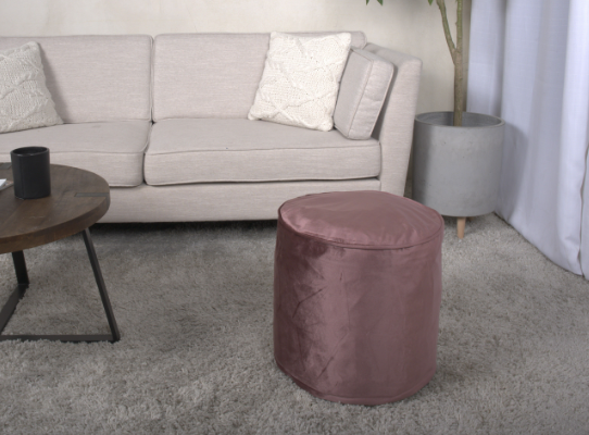 Shimon Cylinder Pouf, Blush Pink Pink Velvet