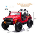 Ride On Car 24V Car For Kids & Parents, Battery Powered Toy Car With Remote Control, Bluetooth,Front Back Button,Safety Belt Red Abs Steel Q235 3 To 4 Years Plastic Indoor & Outdoor Use