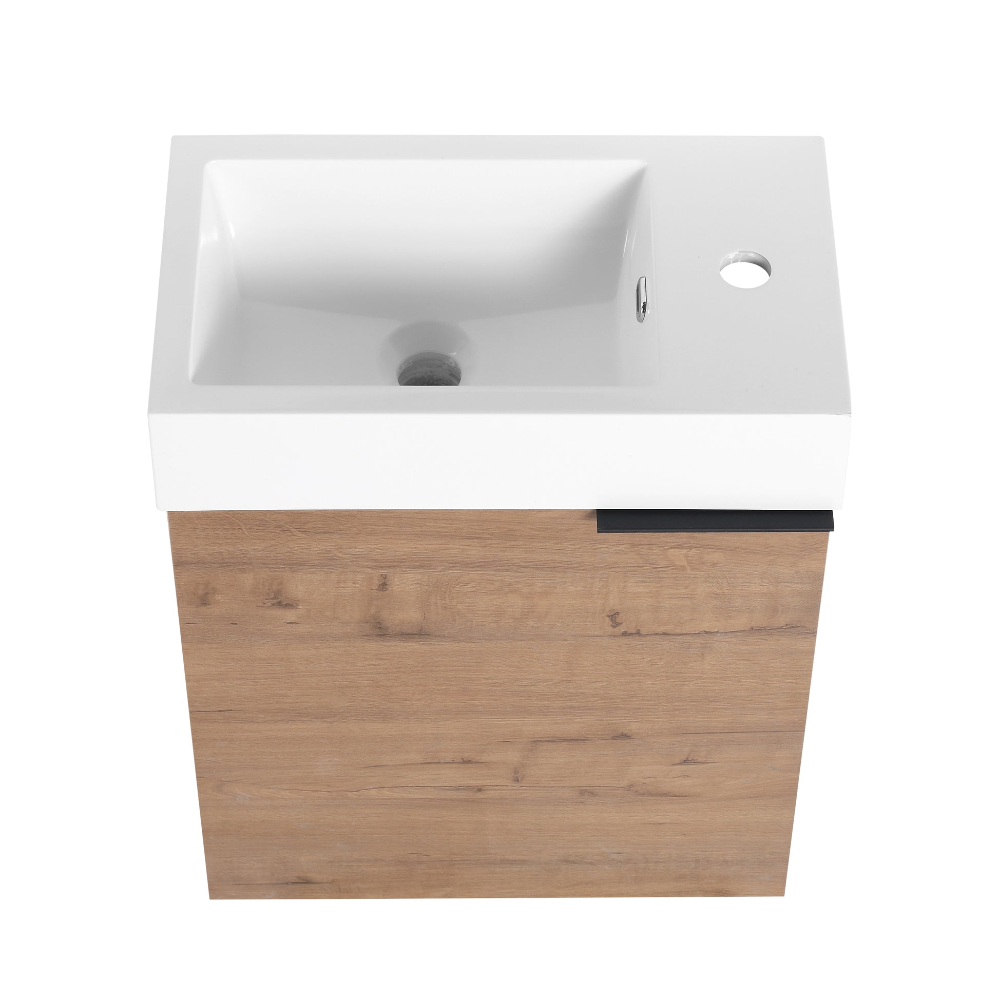 18'' Floating Wall Mounted Bathroom Vanity With White Resin Sink & Soft Close Cabinet Door Imitative Oak 1 1 Soft Close Doors Bathroom Wall Mounted Modern Plywood Plywood