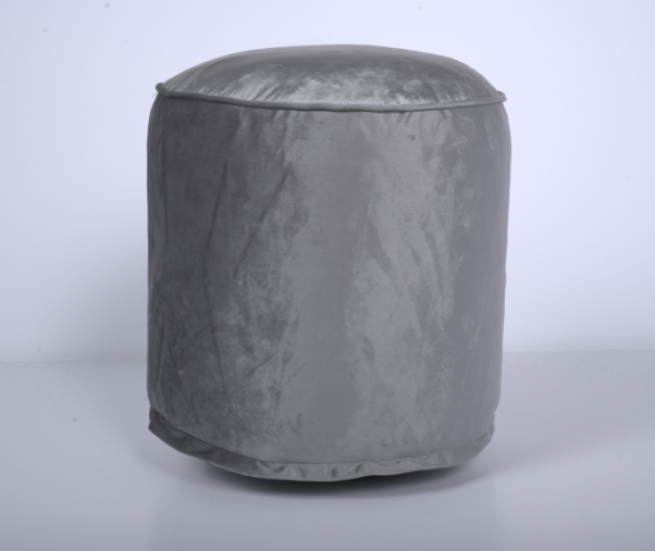 Shimon Cylinder Pouf, Pewter Gray Gray Velvet