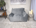 Allea Velveteen Bean Bag Chair With Armrests, Grey Grey Velvet